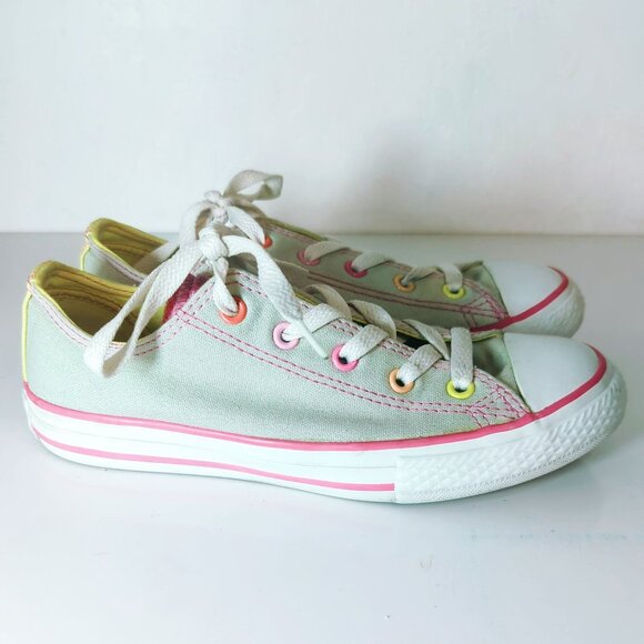 Converse All Star MT Ox Mirage Gray Pink Multi Tongue Sneaker Shoes Junior Size - Picture 3 of 9